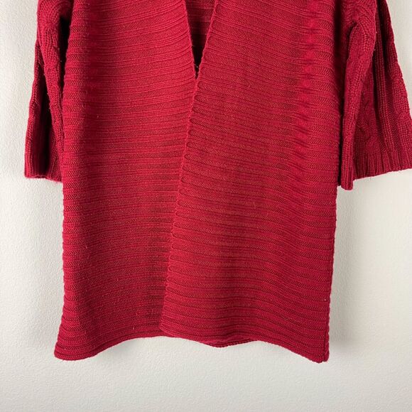 Sundance Long Cardigan Sweater Womens Medium Red Cable Knit Ribbed Boho Peasant - Picture 3 of 12